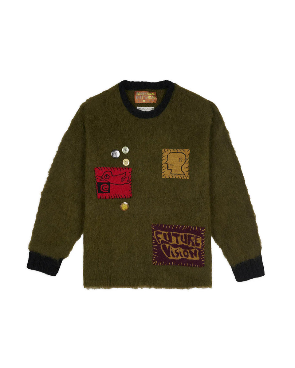 BRAIN DEAD-VISION BOXY KNIT SWEATER-BDF25O12004579GR27