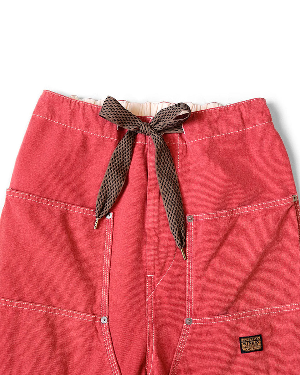KAPITAL-CALIFORNIA RED CANVAS W KNEE EASY PANTS-K2403LP084