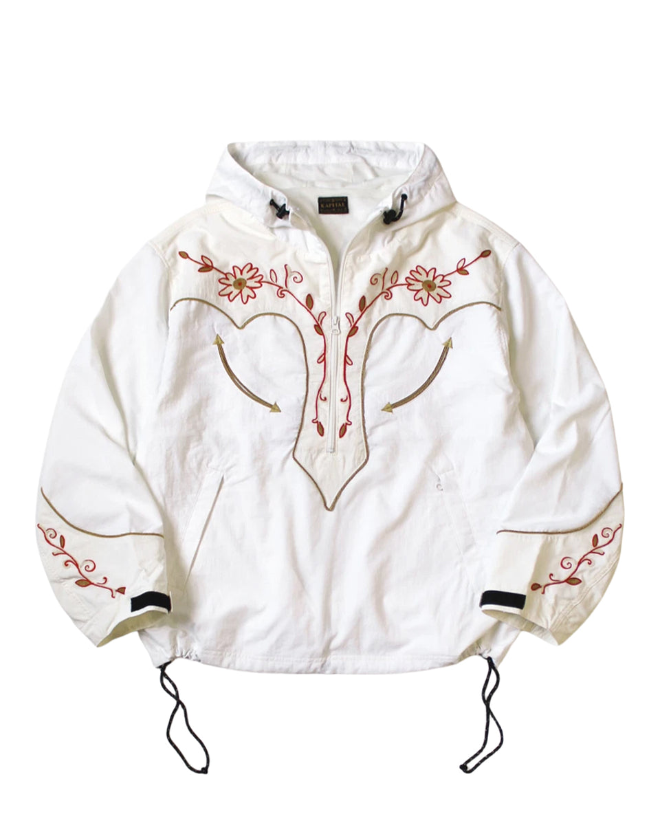 KAPITAL-POLY TAFFTA TENNESSEE CORNFLOWER PARKA-WHITE-K2512LJ211