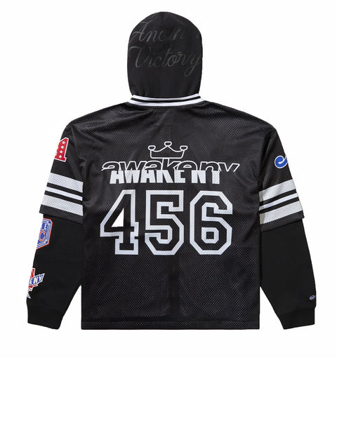 AWAKE NY-HEADCRACK CHAMPS JERSEY ZIP HOOD -BLACK-AWK-SP26-HD005