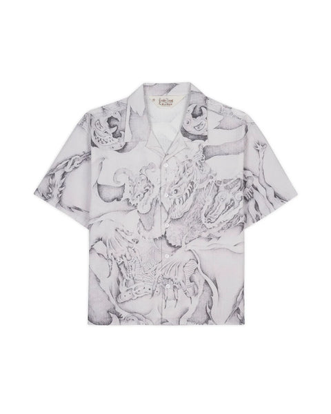 BRAIN DEAD-DRAGON SPEAKER SEERSUCKER SS SHIRT-BDP25T05004343WH08