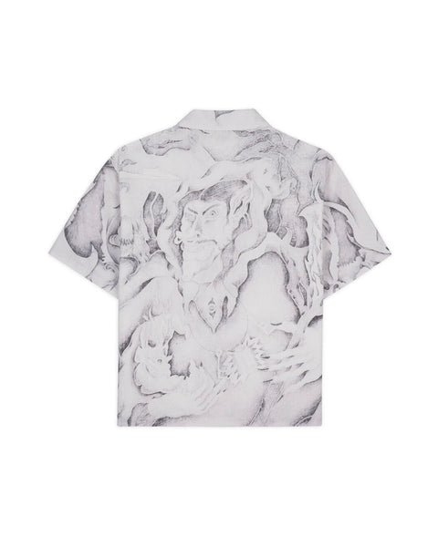 BRAIN DEAD-DRAGON SPEAKER SEERSUCKER SS SHIRT-BDP25T05004343WH08