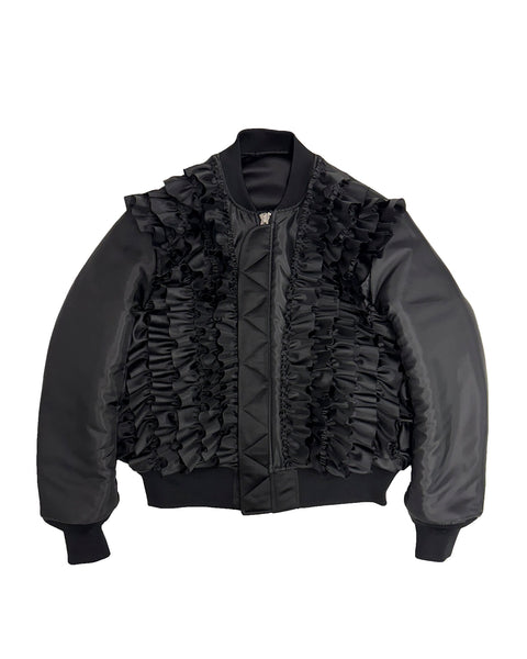 CDG BLACK-REVERSIBLE FRILLED BOMBER JACKET-1O-J014-052-1