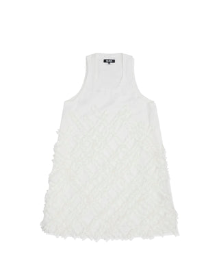 CDG BLACK-TEXTURE SLEEVELESS DRESS WHITE-10-A007-052-1