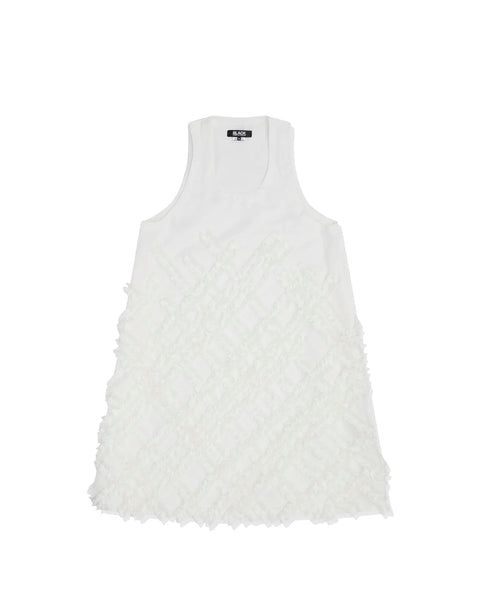 CDG BLACK-TEXTURE SLEEVELESS DRESS WHITE-10-A007-052-1