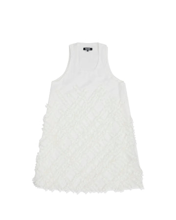 CDG BLACK-TEXTURE SLEEVELESS DRESS WHITE-10-A007-052-1