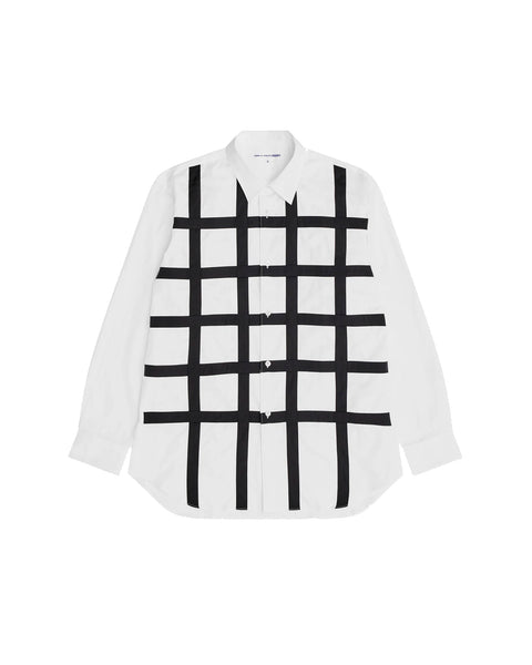 CDG SHIRT-MEN´S BLACK LATTICE SHIRT-FO-B023-S25