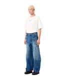 FENG CHEN WANG-BLUE DECONSTRUCTED STITCH DENIM JEANS
