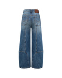 FENG CHEN WANG-BLUE DECONSTRUCTED STITCH DENIM JEANS