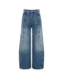 FENG CHEN WANG-BLUE DECONSTRUCTED STITCH DENIM JEANS