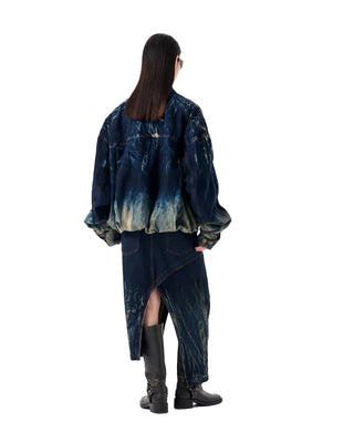 FENG CHEN WANG-BLUE TIE-DYE DENIM JACKET