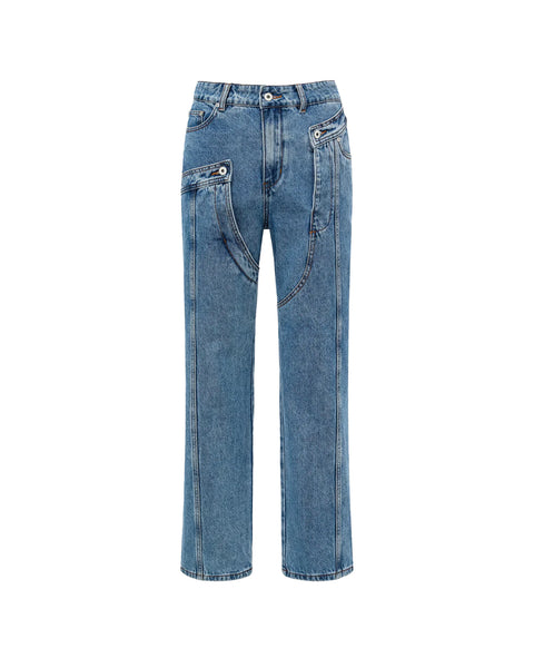 FENG CHEN WANG-DECONSTRUCTED 2 IN 1 DENIM PANTS-FUF16TR10