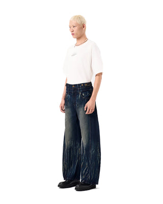 FENG CHEN WANG-GRADIENT TIE-DYE DUAL WAISTBAND JEANS
