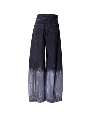 FENG CHEN WANG-GRADIENT TIE DYE DENIM TROUSERS