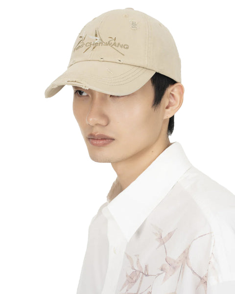 FENG CHEN WANG-KHAKI BAMBOO EMBROIDERY BASEBALL CAP-FUS21AC05
