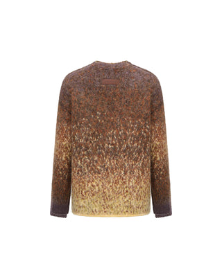 FENG CHEN WANG-YELLOW GRADIENT JACQUARD KNIT CARDIGAN