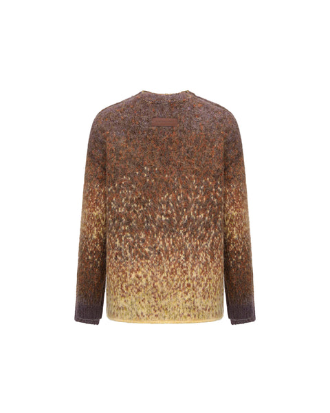 FENG CHEN WANG-YELLOW GRADIENT JACQUARD KNIT CARDIGAN