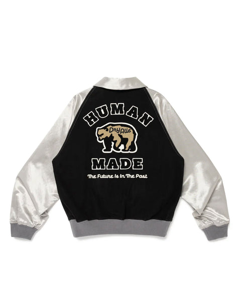 HUMAN MADE-SATIN VARSITY JACKET-BLACK-HM30JK012