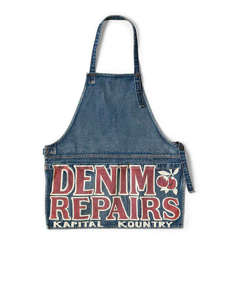 KAPITAL-13 oz DENIM DAMAGED AD APRON (DENIM REPAIRS) RED- K2303LP062