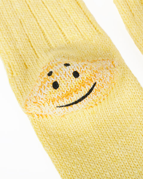 KAPITAL- 56 YARNS 3X1 RIB RAINBOW HAPPY HEEL SOCKS YELLOW -EK 1363