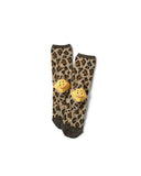 KAPITAL-84-THREAD RAINBOWY HAPPY HEEL LEOPARD PRINT SOCKS-1472XS