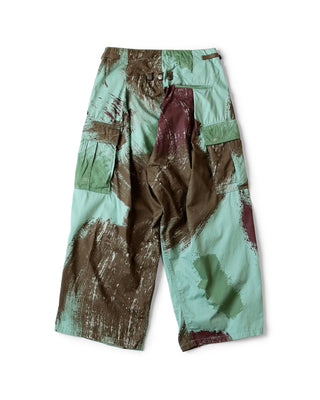 KAPITAL- COMBED BURBERRY BRUSH CAMO JUMBO CARGO PANTS TURQUOISE- K2304LP143
