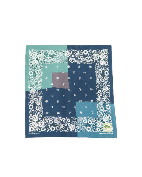 KAPITAL-FASTCOLOR SELVEDGE BANDANA (GARDEN PATCHWORK) NAVY -  K2305XG542