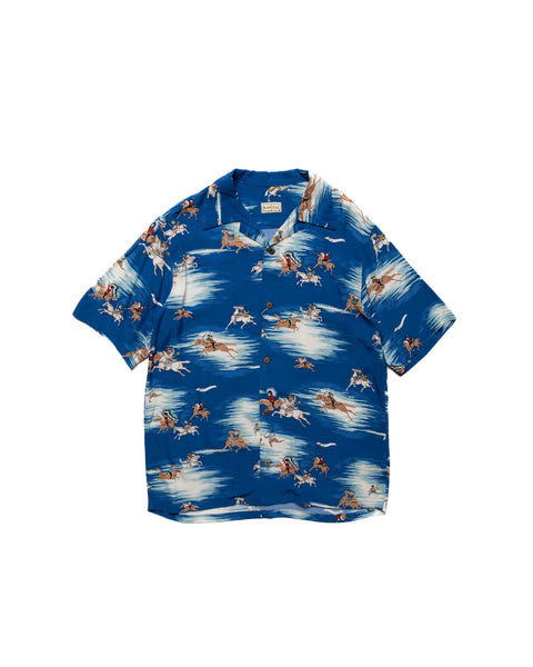 KAPITAL RAYON KAMIKAZE ALOHA SHIRT BLUE K2305SS196