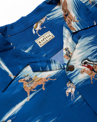KAPITAL RAYON KAMIKAZE ALOHA SHIRT BLUE K2305SS196
