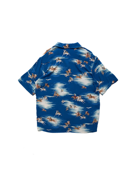 KAPITAL RAYON KAMIKAZE ALOHA SHIRT BLUE K2305SS196