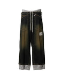 MAISON MIHARA YASUHIRO-SWEAT PANTS COMBINED DENIM PANTS-A16PT024
