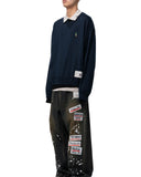 MAISON MIHARA YASUHIRO-TRIPLE LAYERED KNIT POLO SWEATER-A16SW532