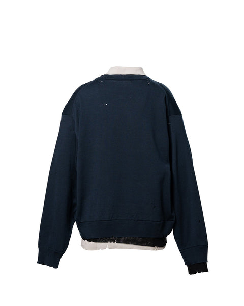 MAISON MIHARA YASUHIRO-TRIPLE LAYERED KNIT POLO SWEATER-A16SW532