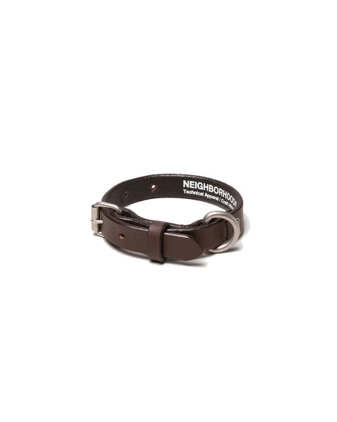 NEIGHBORHOOD-LEATHER DOG COLLAR NARROW-BROWN-252PKNH-AC05