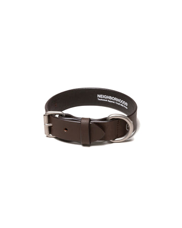 NEIGHBORHOOD-LEATHER DOG COLLAR WIDE-BROWN-252PKNH-AC06