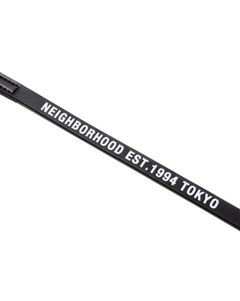 NEIGHBORHOOD-LEATHER DOG LEASH NARROW-BLACK-252PKNH-AC03