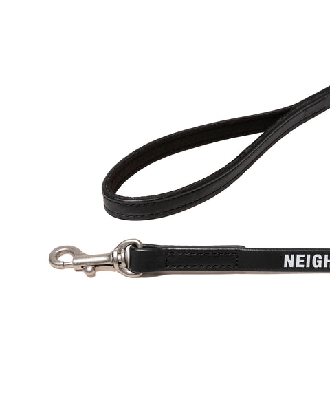 NEIGHBORHOOD-LEATHER DOG LEASH NARROW-BLACK-252PKNH-AC03