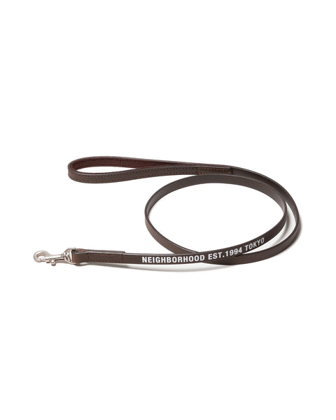 NEIGHBORHOOD-LEATHER DOG LEASH NARROW-BROWN-252PKNH-AC03