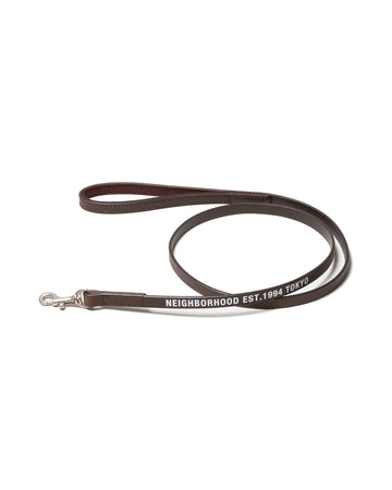 NEIGHBORHOOD-LEATHER DOG LEASH NARROW-BROWN-252PKNH-AC03