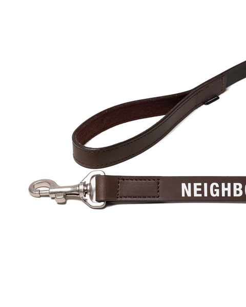 NEIGHBORHOOD-LEATHER DOG LEASH WIDE-BROWN-252PKNH-AC04