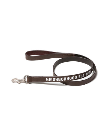 NEIGHBORHOOD-LEATHER DOG LEASH WIDE-BROWN-252PKNH-AC04