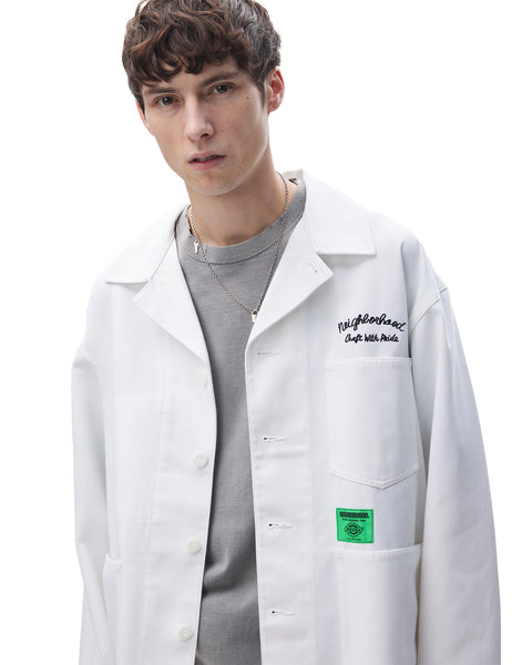 NEIGHBORHOOD-NH X DICKIES . COVERALL JACKET-WHT-242VFDKN-JKM02  