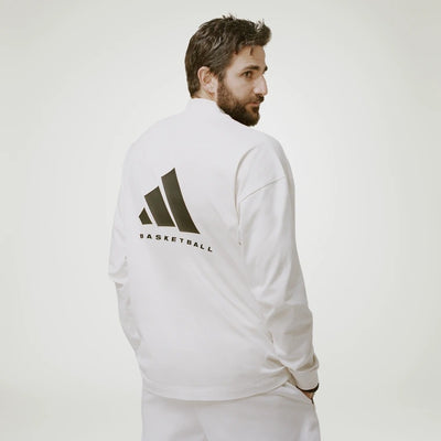 ADIDAS -  BASKETBALL CREW SWEATSHIRT WHITE - IA3436