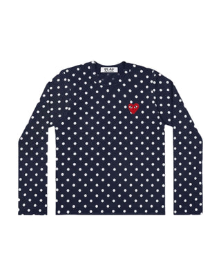 CDG PLAY - MAN LONG SLEEVE POLKA DOT BLUE - AZ-T166-051