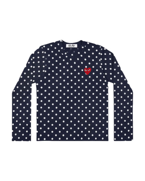 CDG PLAY - MAN LONG SLEEVE POLKA DOT BLUE - AZ-T166-051