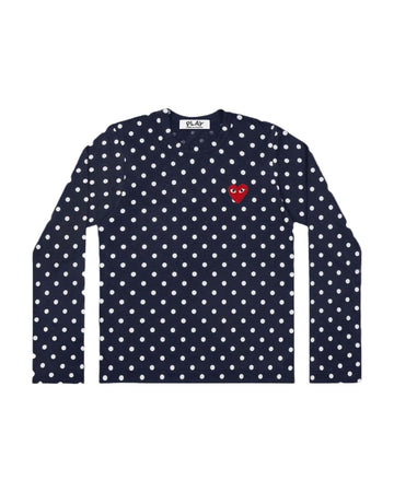CDG PLAY - MAN LONG SLEEVE POLKA DOT BLUE - AZ-T166-051