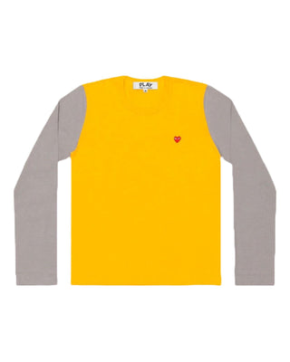 CDG PLAY - BI COLOUR T SHIRT MAN - YELLOW GREY