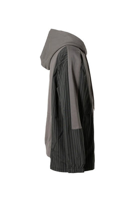 FENG CHEN WANG - PANELLED ZIP-UP HOODIE / GRY