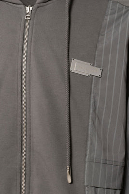 FENG CHEN WANG - PANELLED ZIP-UP HOODIE / GRY