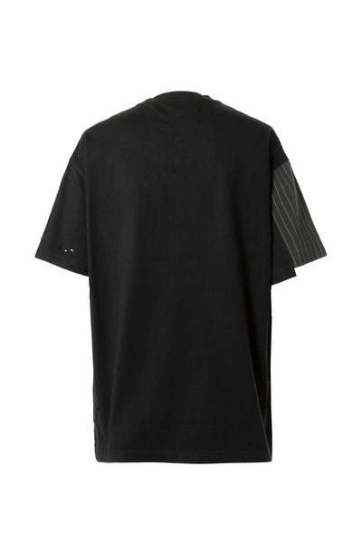 FENG CHEN WANG -  PATCHWORK STRIPED T SHIRT / BLK
